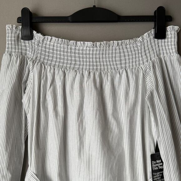 Express Off-Shoulder Dress Size S White & Black Striped NWT - Picture 2 of 9